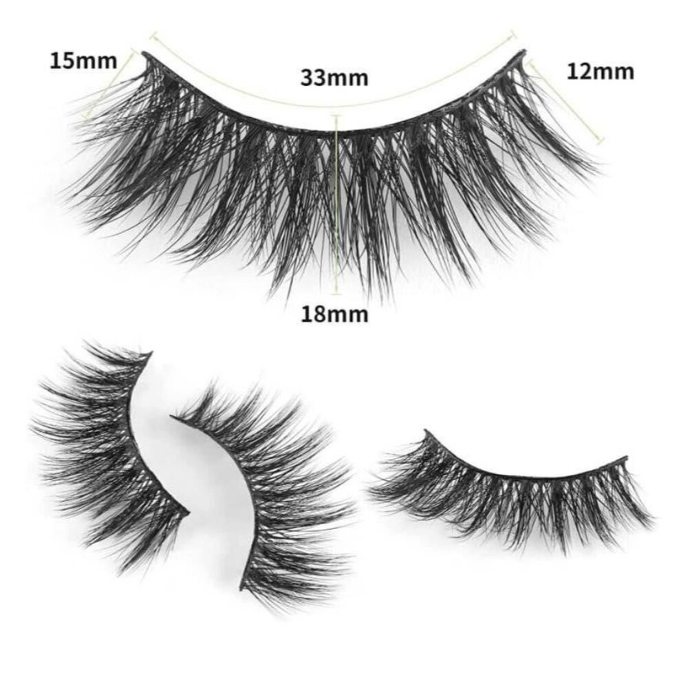 NEW Natural Faux Mink 6 Piece False Eyelashes 15 mm Vegan Multi Layered H3 - Picture 4 of 5